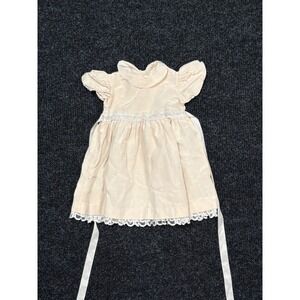 Vintage Thomas Baby Girl Cream Satin Lace Floral Dress Heirloom 12-18M